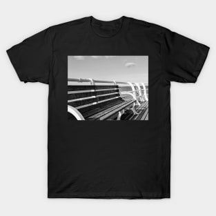 Wooden benches on Cromer pier T-Shirt